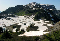 View of lakes basin camp area, Tomyhoi in rear.